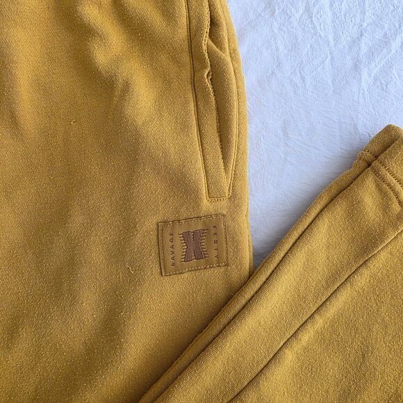 Savage x Fenty Mustard Yellow Fleece Baggy Sweatpants Joggers Unisex Size M - Picture 2 of 10